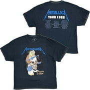 Urban Outfitters Women's X Metallica 1988 Tour Glitter Oversized Fit Tee T-Shirt (Small/Medium, Black Washed)
